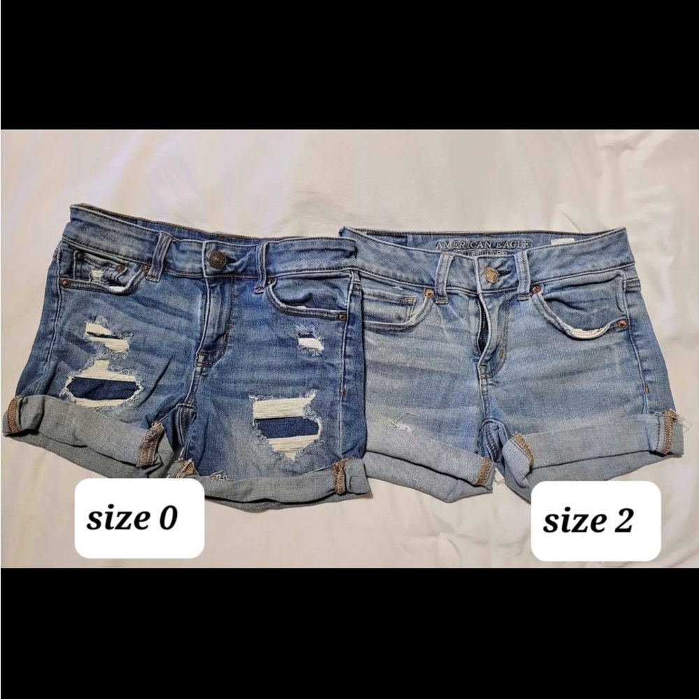 American Eagle Outfitters Blue Distressed Jean Shorts